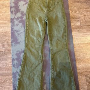 Jade Flare Jeans in olive drab